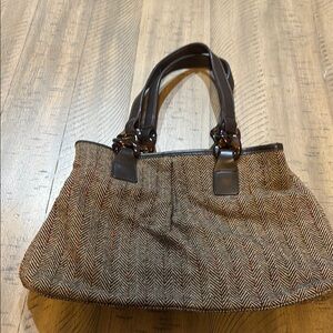 Elegant Brown Herringbone Tote Bag